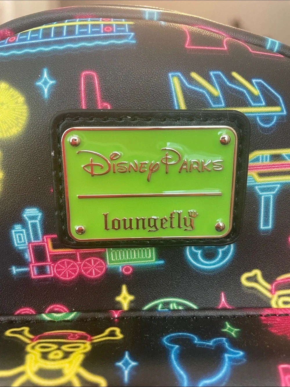 Disney Parks Neon Attraction Icons Mini Loungefly Backpack